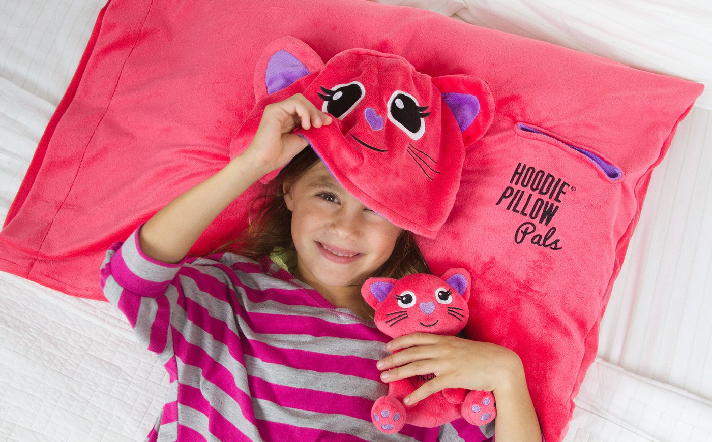 HoodiePillow® Pals - Pillowcase with Stuffed Animal
